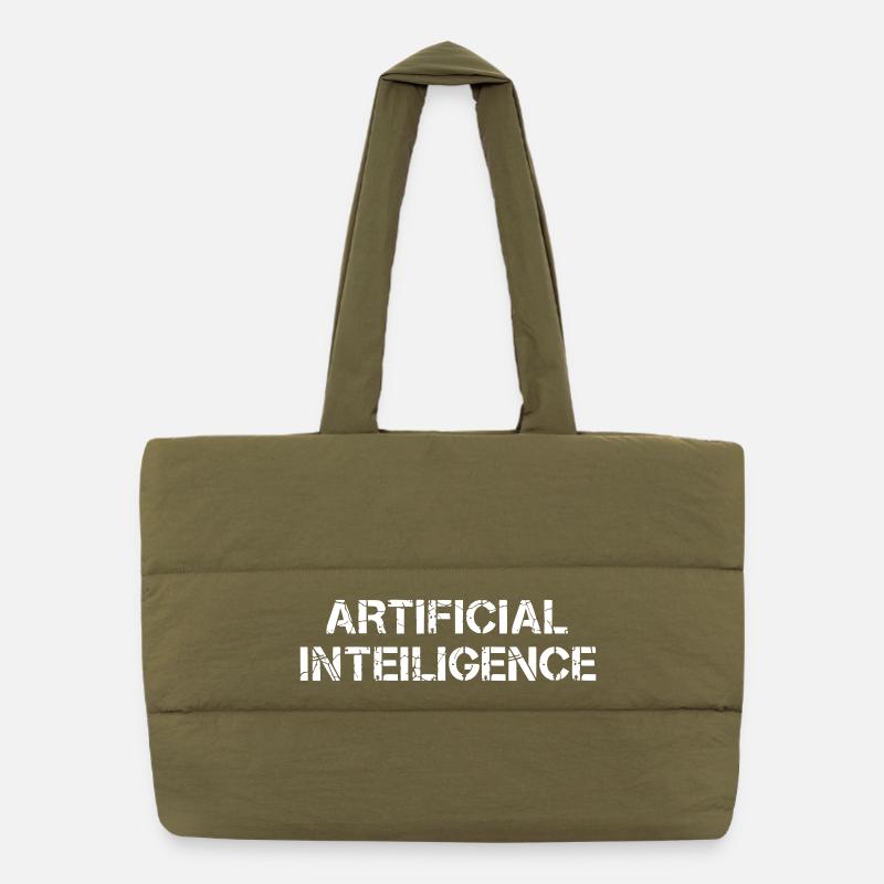 Artificial Intelligence Text Grunge Vector Puffer Shopping Bag