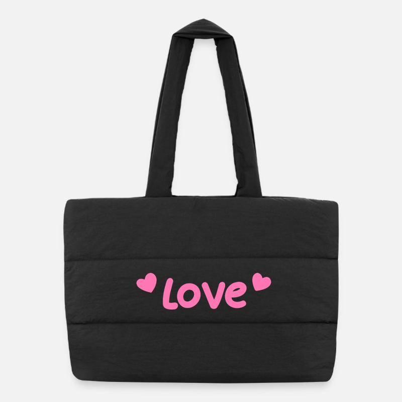 Love pastel et cœurs rose Sac shopping matelassé