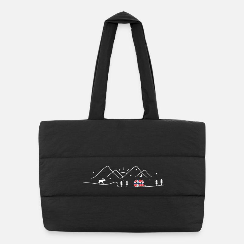 Norway Camping Caravan Norway Design Puffer Shopping Bag