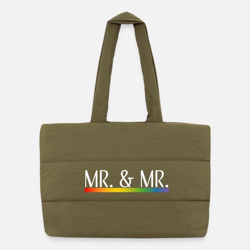 Rayures arc-en-ciel M. et M. blanc Sac shopping matelassé