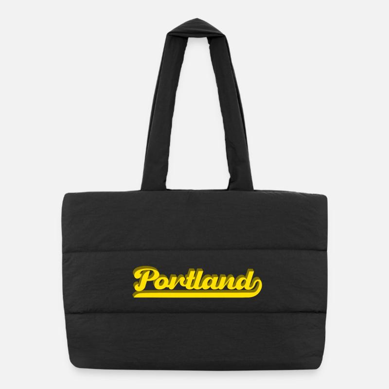 Portland Retro Script Puffer-Einkaufstasche