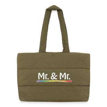 Mariage gay de M. et M. arc-en-ciel - Sac shopping matelassé - safari green - Devant