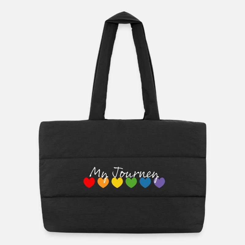 Regenbogenherzchen my journey weiss Puffer-Einkaufstasche