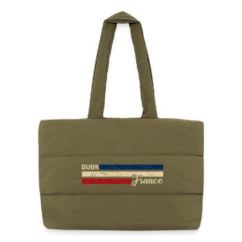 France - Dijon - Frankreich - Flagge - Streifen - Puffer-Einkaufstasche - safari Green - Vorne