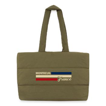 France - Montreuil - France - Bandes de drapeau - Sac shopping matelassé - safari green - Devant