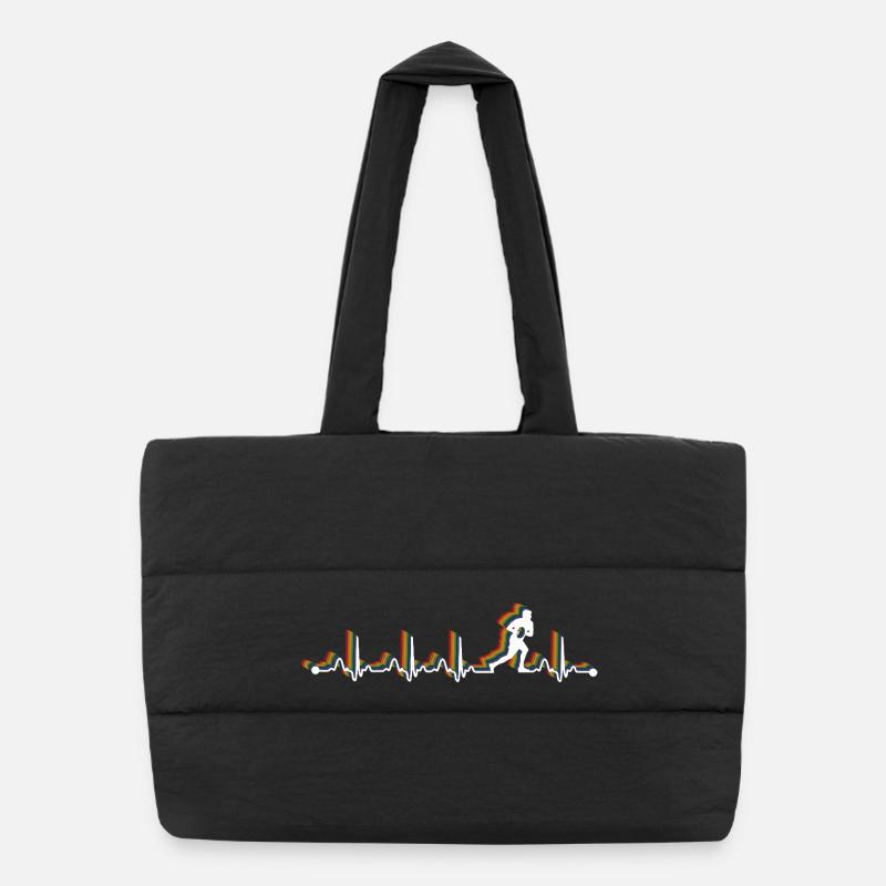 Ich sehe ein neues Design: das Rugby Retro Heartbeat EKG Puffer-Einkaufstasche