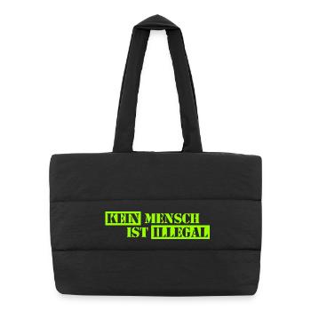 Personne n’est illégal - Migration - Illégalité - Sac shopping matelassé - noir - Devant