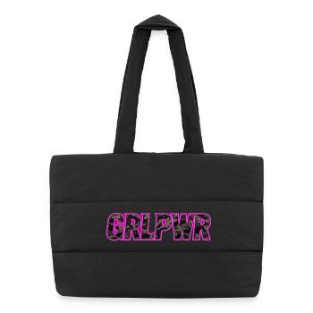GRLPWR Camo Neon Streetwear Pink Design - Puffer-Einkaufstasche - Schwarz - Vorne