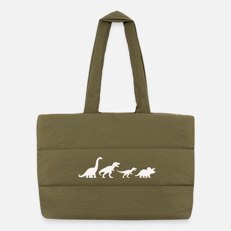 Dino silhouettes in retro style Puffer Shopping Bag