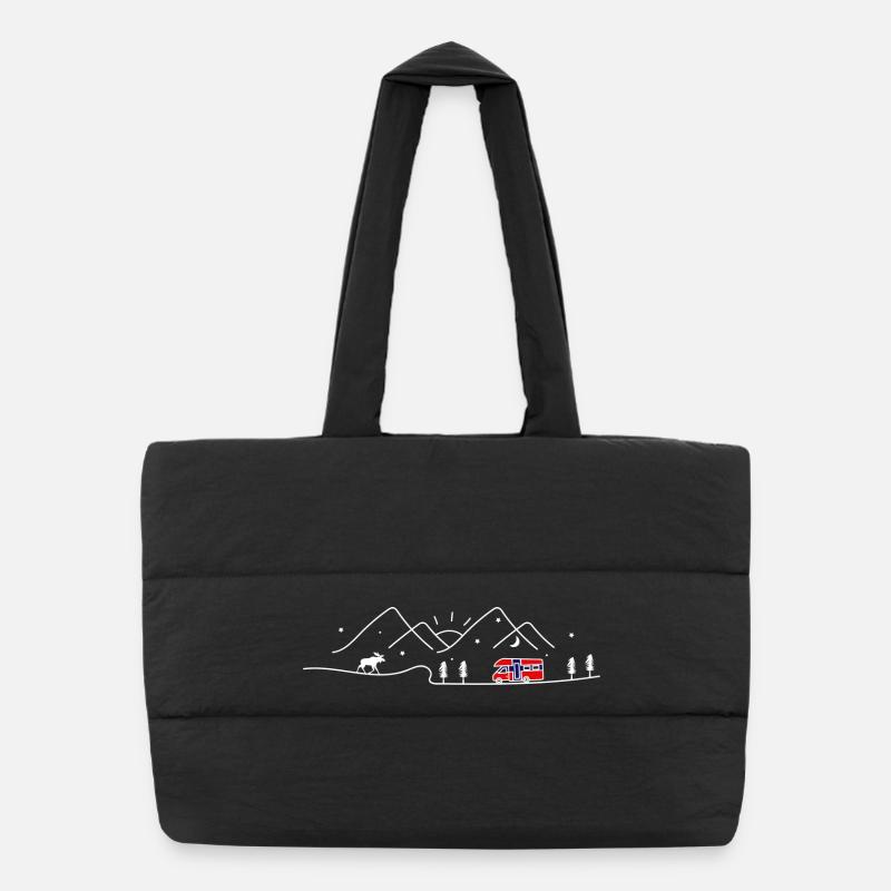 Norway Camping Motorhome Norway Design - Puffer Shopping Bag - black