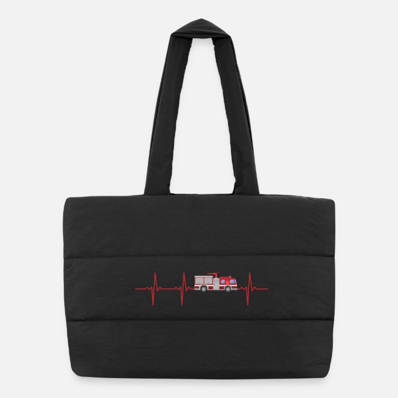 Fire Brigade Heartbeat Firefighter Puffer Shopping Bag
