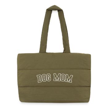 Dog Mom Bold Block Lettering - Puffer Shopping Bag - safari green - Front