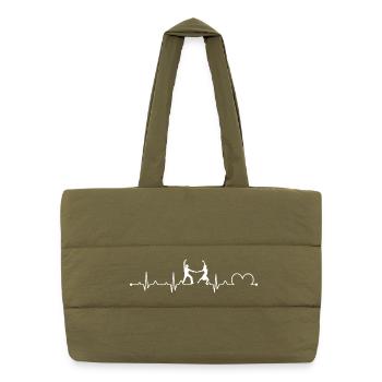 Latin Dance Salsa Tango Ballroom Heartbeat EKG - Puffer Shopping Bag - safari green - Front