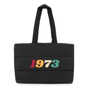 1973 Geschenk 1973 Geburtstag 1973 Retro 1973 - Puffer-Einkaufstasche - Schwarz - Vorne