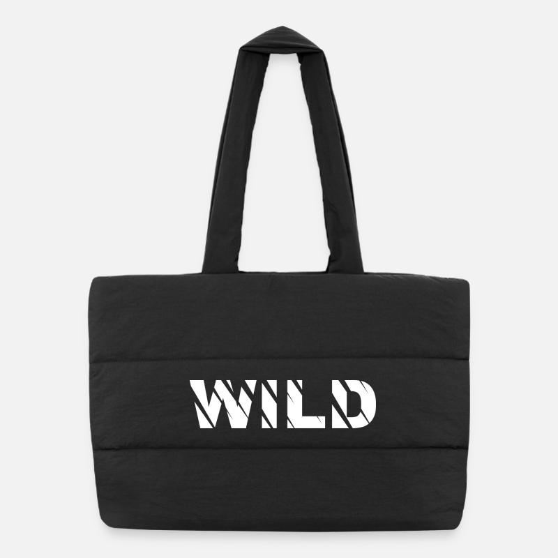 WILD Bruchtypografie Schwarz-Weiß Puffer-Einkaufstasche