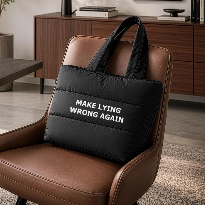 make_lying_wrong_again_whi Puffer-Einkaufstasche