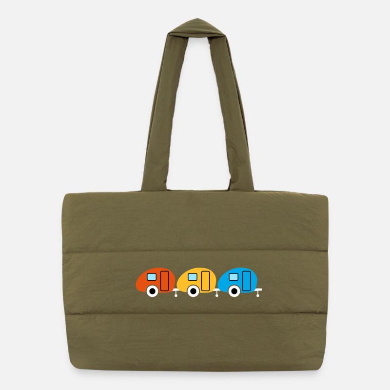 Caravan Three Trio Camping Caravan Van Life Retro Sac shopping matelassé