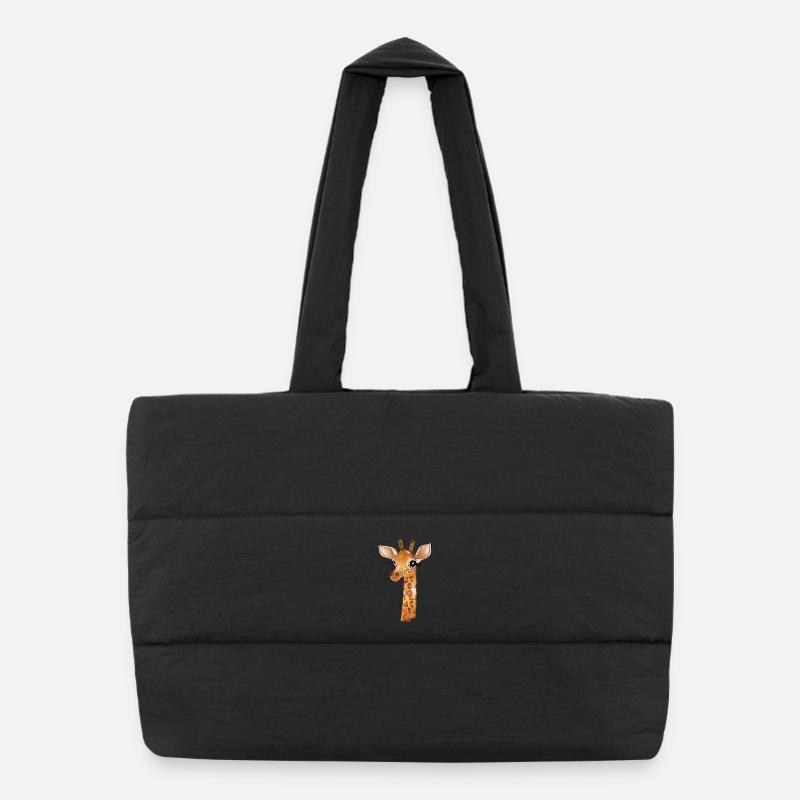 Dessin d'une girafe mignonne - Sac shopping matelassé - noir