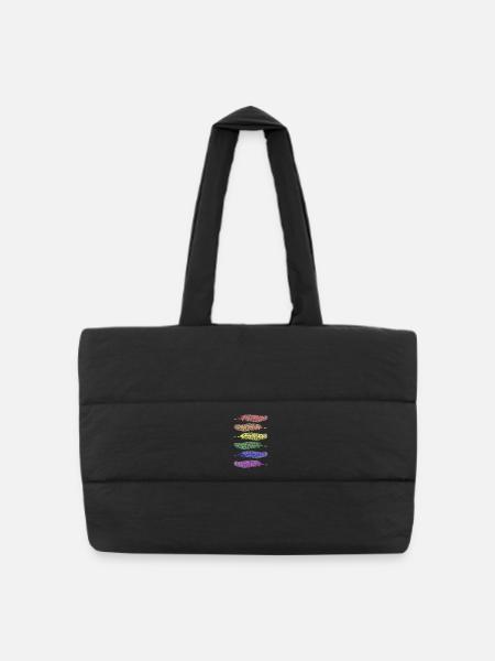 Feathers Rainbow - Puffer Shopping Bag - black