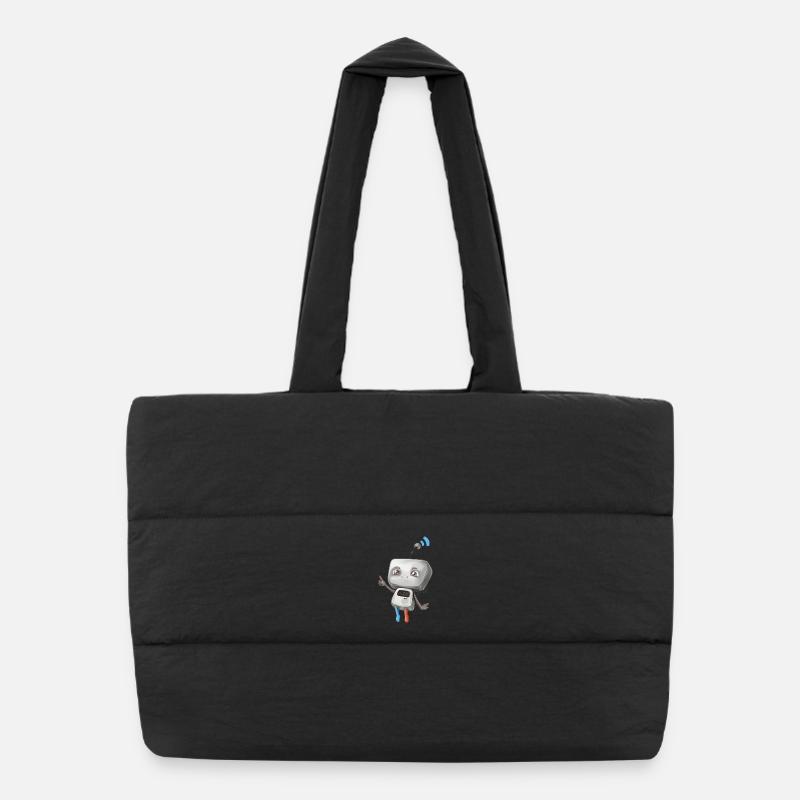Small robot - Puffer Shopping Bag - black