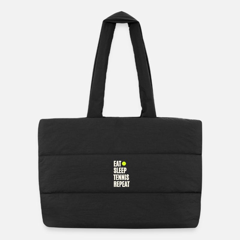 Eat Sleep Tennis Repeat - Puffer-Einkaufstasche - Schwarz