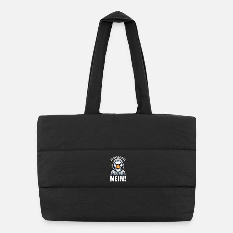 Avant que tu ne demandes, pas de cygne. Mauvaise humeur. Sac shopping matelassé
