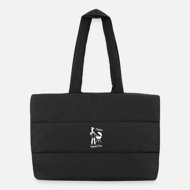 Happy Fathers Day - Grill white - Puffer Shopping Bag - black