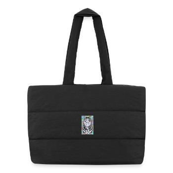 Katze - Puffer-Einkaufstasche - Schwarz - Vorne