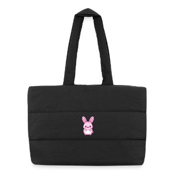 lapin kawaii mignon - Sac shopping matelassé - noir - Devant