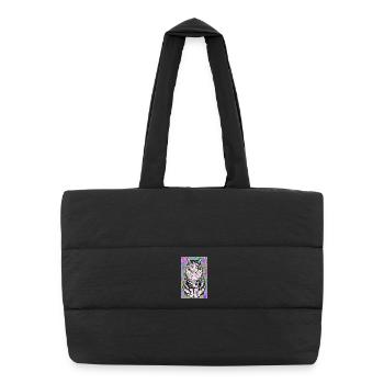 Katze - Puffer-Einkaufstasche - Schwarz - Vorne
