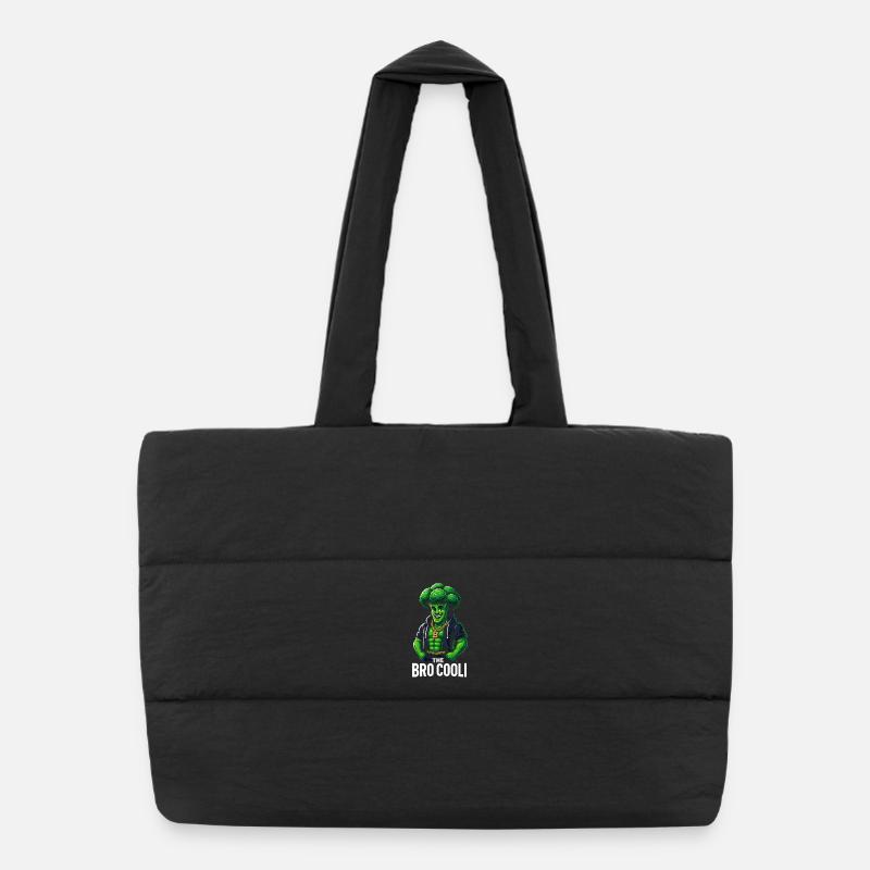 Funny Broccoli Shirt for Gym Lovers and Vegetarian Puffer Shopping Bag
