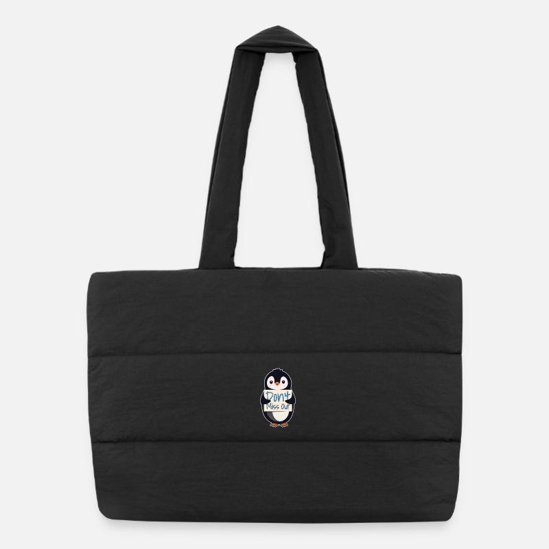 Pingouin avec un signe de motivation - Ne manquez pas quelque chose Sac shopping matelassé