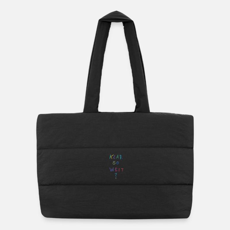 C’est clair pour l’instant ? Lettrage coloré - Sac shopping matelassé - noir