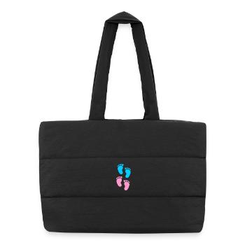 Baby-Fußabdrücke blau und rosa - Puffer-Einkaufstasche - Schwarz - Vorne