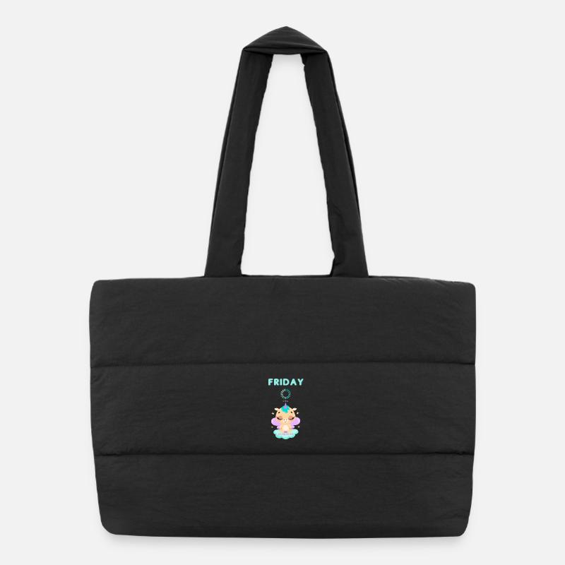 Friday loading, you only live once,Weekend - Puffer Shopping Bag - black