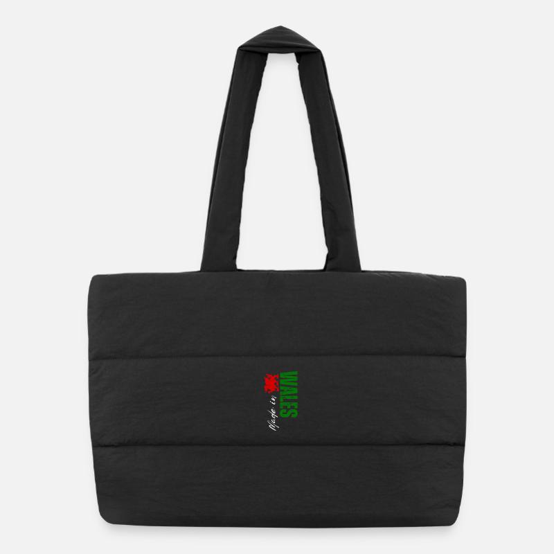 Fabriqué au Pays de Galles, design vertical - Sac shopping matelassé - noir