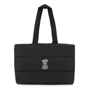 Iced But Not Cold Iced Coffee Humor Summer - Puffer Shopping Bag - black - Front