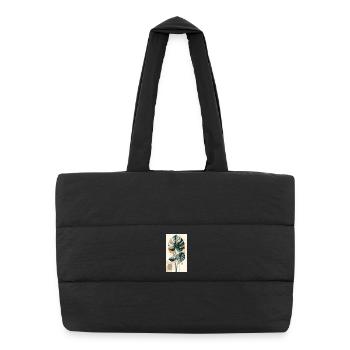 Monstera geometry in earth tones - Puffer Shopping Bag - black - Front