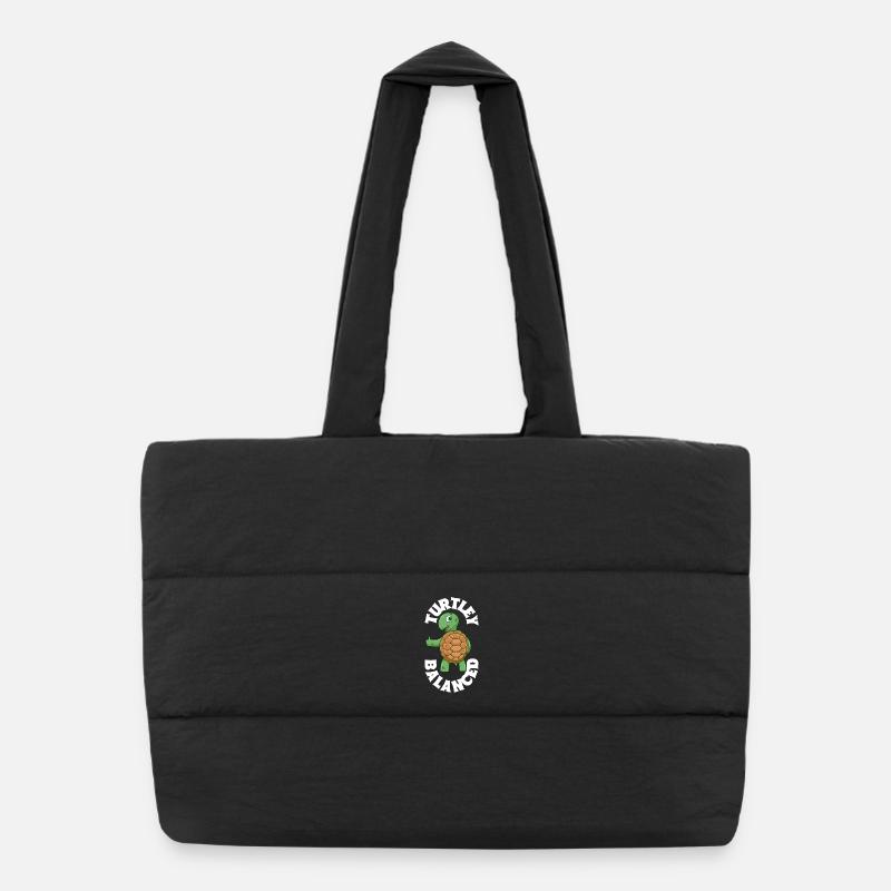 Turtle Balance - Chakra - Puffer Shopping Bag - black
