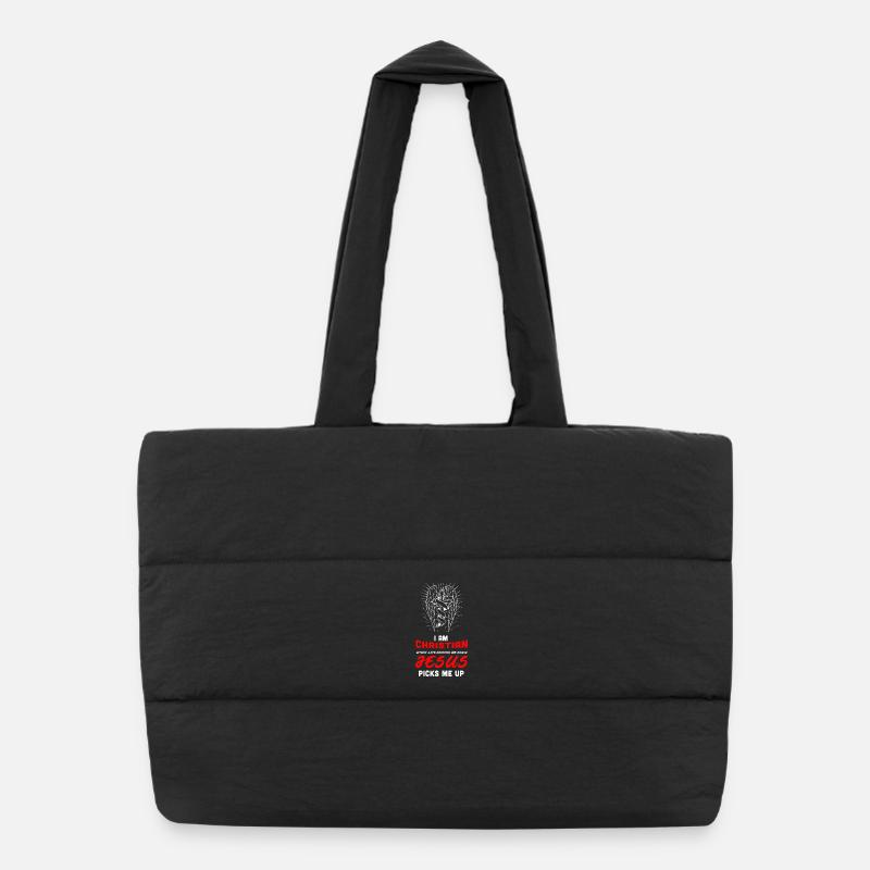 Typographie rouge de la foi chrétienne Jésus Sauveur Sac shopping matelassé