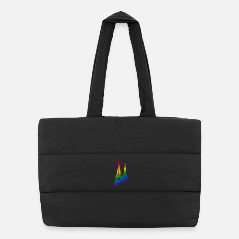 Kölner Dom LGBTQ Pride Regenbogen Silhouette Köln Puffer-Einkaufstasche