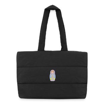 Farbige Matroschka Puppe Illustration - Puffer-Einkaufstasche - Schwarz - Vorne