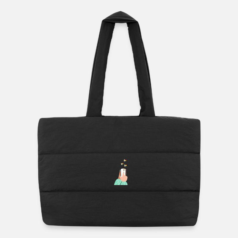 Pride hearts on the smartphone - Puffer Shopping Bag - black