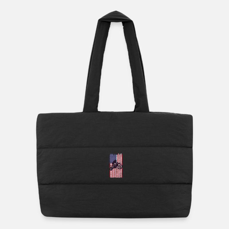 Dirt Biking USA Flag  Puffer Shopping Bag