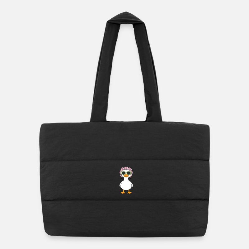Canard glamour aux lunettes bouclées Sac shopping matelassé