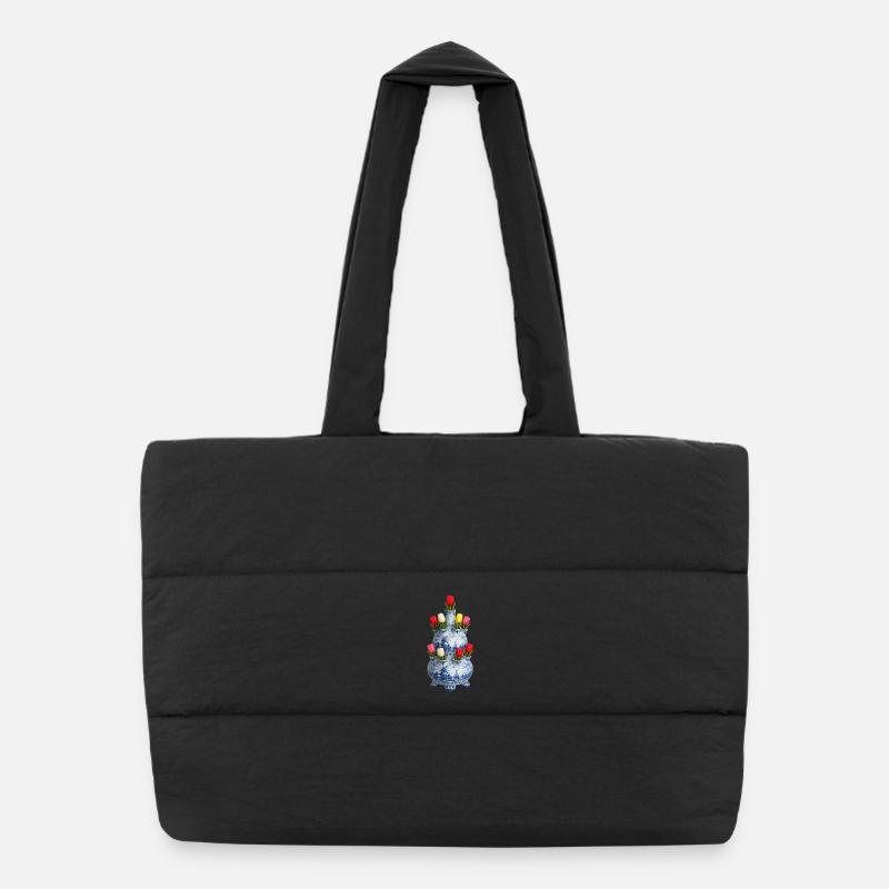 Motif du vase tulipe de Delft Sac shopping matelassé
