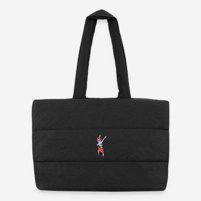 Dabbing Pirate Skeleton Halloween Puffer Shopping Bag