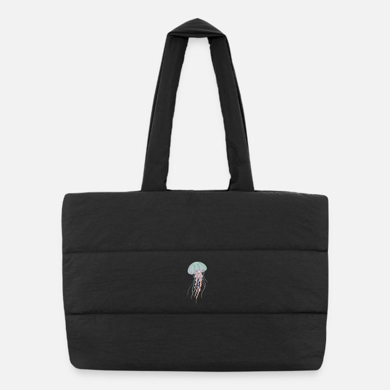 Pastel jellyfish illustration Puffer Shopping Bag
