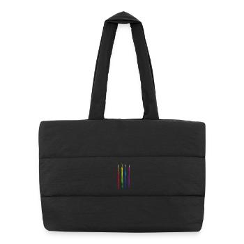 Bande de couleurs - Sac shopping matelassé - noir - Devant