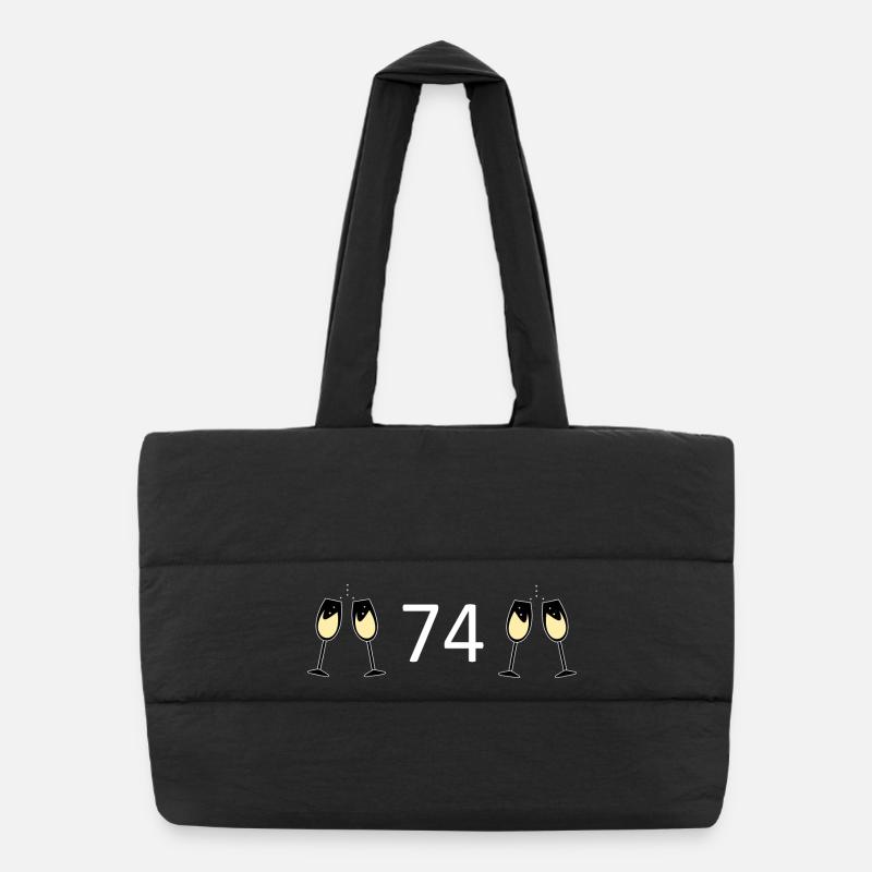 74e anniversaire 74 ans 74 numéro 74 noir Sac shopping matelassé